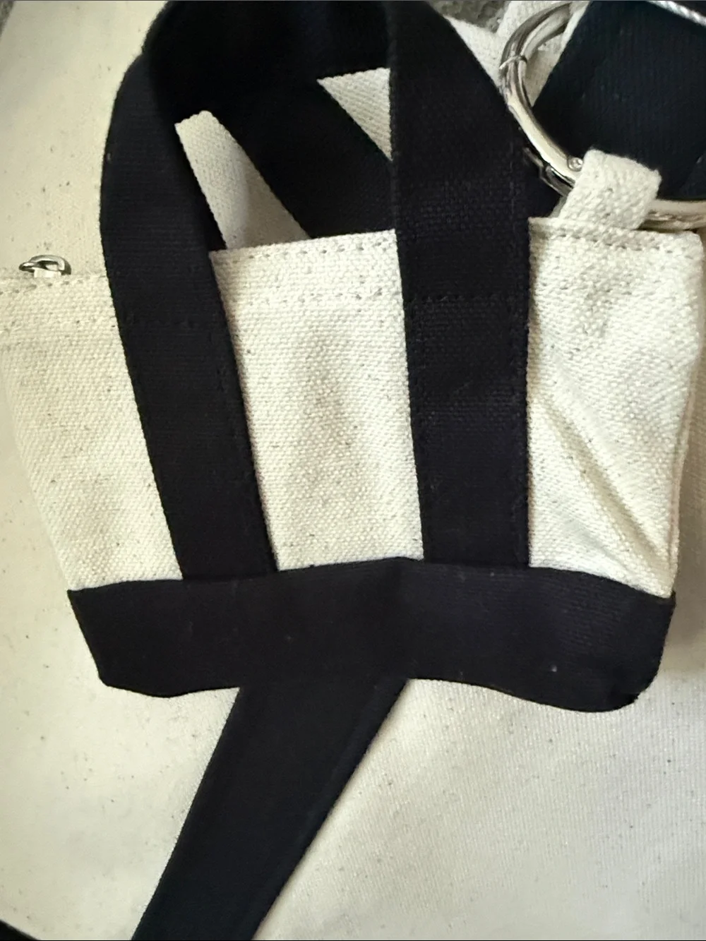 Harper Cream and Black Canvas Tote